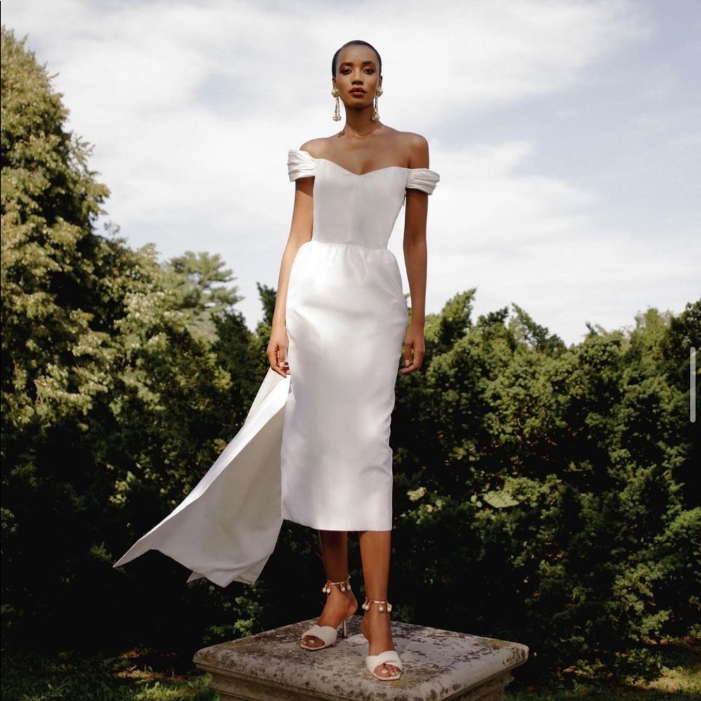 Markarian Celeste White/Ivory Silk Wedding Dress Bridal Gown Cape Train XS 00/0